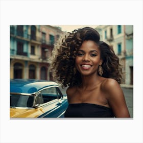 Portrait of a smiling girl with curly hair Canvas Print