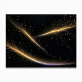 Abstract Background With Two Golden Lines Of Light Swirling And Sparkling Against A Dark Background, Resembling Celestial Trails Canvas Print