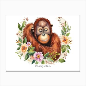 Little Floral Orangutan 2 Poster Canvas Print