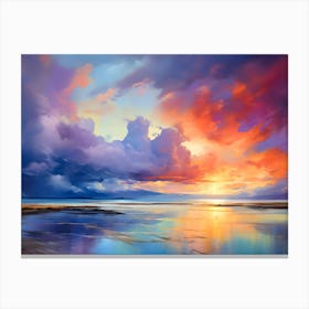 Abstract Colorful Cumulus Beach Sunset Horizontal Canvas Print