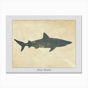Blue Shark Grey Silhouette 4 Poster Canvas Print