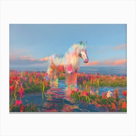 "Majestic Chrome Horse in Golden Light" Canvas Print