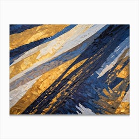 Abstract Image Of A Geometric Pattern With Black, White, And Gold Stripes, Creating A Sense Of Movement And Depth Canvas Print