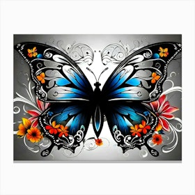 Butterflies And Flowers 7 Canvas Print by Noctarius - Fy