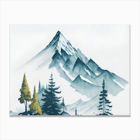 Mountain And Forest In Minimalist Watercolor Horizontal Composition 381 Canvas Print