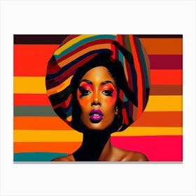 African Woman In Colorful Hat Canvas Print