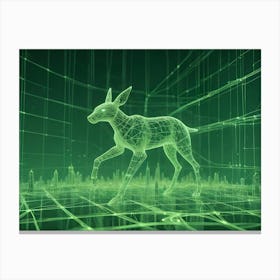 An Illustration Of A Stylized, Digital Deer Standing In A Digital Environment Canvas Print