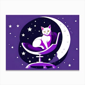Cat On The Moon, vector art 6 Canvas Print