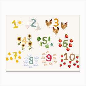 Number Wall Decals Kids and Nursery Canvas Print