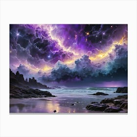 Purple Sky Over The Ocean Canvas Print