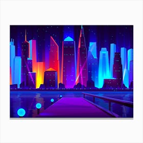 Synthwave Neon City - New York Canvas Print