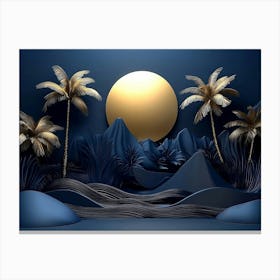 Landscape With Palm Trees Canvas Print