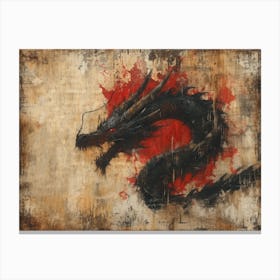Calligraphic Wonders: Dragon On The Wall Canvas Print