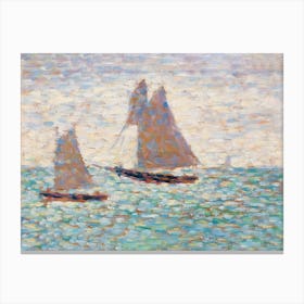 Two Sailboats At Grandcamp, Georges Seurat Canvas Print