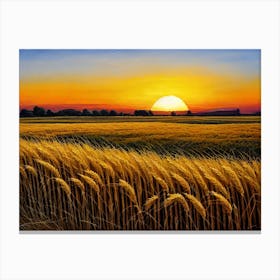 Sunset Over A Wheat Field 5 Canvas Print