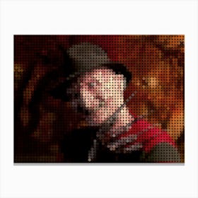 Freddy Krueger In A Nightmare On Elm Street In A Pixel Dots Art Style Canvas Print