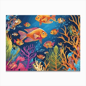 Fishes Under The Sea Canvas Print