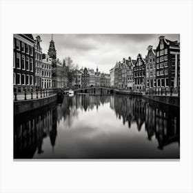 Black And White Photograph Of Amsterdam 3 Canvas Print