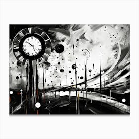 Time Abstract Black And White 6 Canvas Print