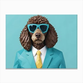 Low Poly 3d Illustration Of A Dog In A Suit And Sunglasses Canvas Print