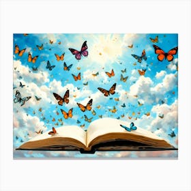 Open Book With Butterflies Canvas Print