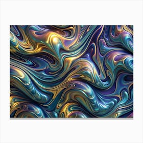 Abstract Background Of Swirling, Iridescent Liquid Canvas Print