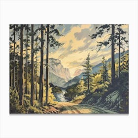 Retro Mountains Illustration 1 Canvas Print