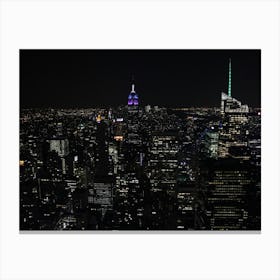 Night Light Skyscrapers Skyline New York City Nyc USA Canvas Print