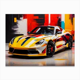 Abstract Color Painting of a Porsche Sportscar Canvas Print
