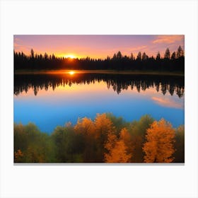 Sunset Over A Lake 8 Canvas Print