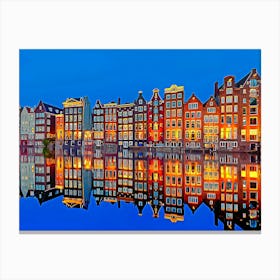 Amsterdam Houses Reflection In The Canal Canvas Print