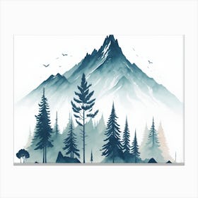 Mountain And Forest In Minimalist Watercolor Horizontal Composition 119 Canvas Print