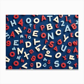 An Image Of A Colorful Background With Randomly Placed Letters And Numbers In Various Colors And Fonts Canvas Print