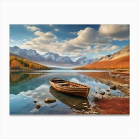 Boat On A Lake 2 Canvas Print