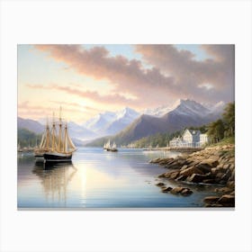 Camden Mountains From The South Entrance To Camden Harbor 1 Canvas Print