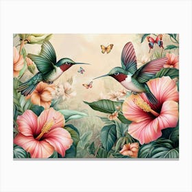 Hummingbirds And Butterflies Canvas Print