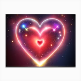 A Colorful Glowing Heart On A Dark Background Horizontal Composition 14 Canvas Print