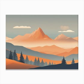 Misty mountains horizontal background in orange tone 92 Canvas Print