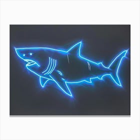 Blue Neon Great White Shark 1 Canvas Print