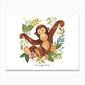 Little Floral Orangutan 3 Poster Canvas Print