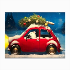 Christmas Hamster Car Canvas Print