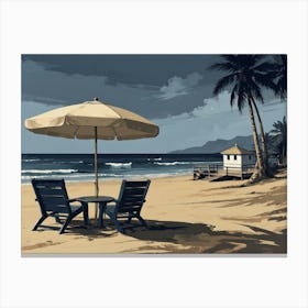 Beach Chairs With Umbrella hamptons Canvas Print