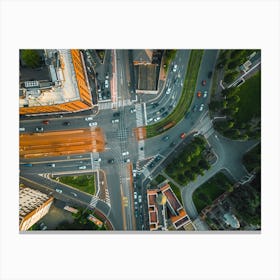 Milan City Urban Elegance: Top-Down View Photo Poster Canvas Print