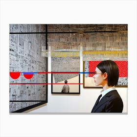 Woman Looking At Art Canvas Print