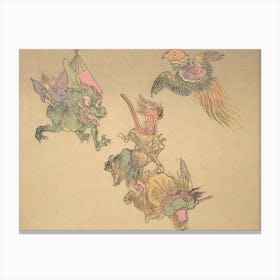 Night Parade of A Hundred Demons Kawanabe Kyosai Vintage Japanese Woodblock Print Yokai 8 Canvas Print