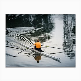 Man Sailing With Kayak In The River Canvas Print