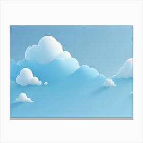 Cute Cartoon Clouds In A Blue Sky Canvas Print