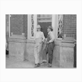 Farmers In Front Of Bank Building, Steele, Missouri By Russell Lee Canvas Print