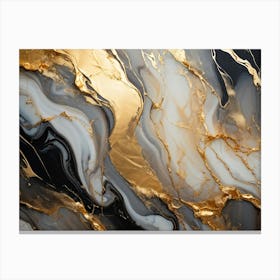 Abstract Marble Texture Swirls Of Gold And Silver Intertwining In A Lavish Dance Of Opulence Palet (3) Canvas Print