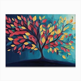 Tree With Vibrant Leaves Hanging Branches Canvas Print